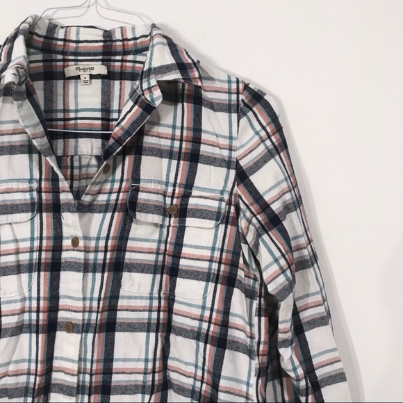 Madewell | Lisse Plaid Blue Pink Ex-Boyfriend Top - Picture 2 of 7